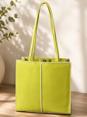 Wilsons Leather Lime Green Tote Bag chartreuse